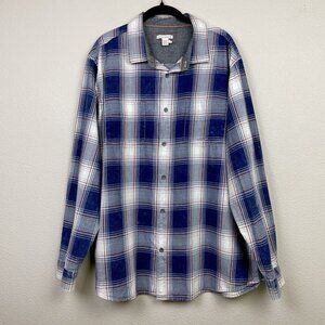 Carbon 2 Cobalt Men's XL 100% Cotton Button Down Shirt Long Sleeve Blue Plaid